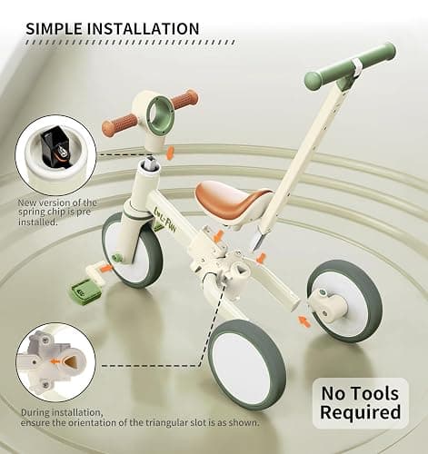 LOL-FUN Tricycle for Toddlers 1-3 Baby Balance Bike 1 2 Year Old Boys Girls Ride on Toy with Parent Steering Push Handle & Removable Pedal thumbnail 8