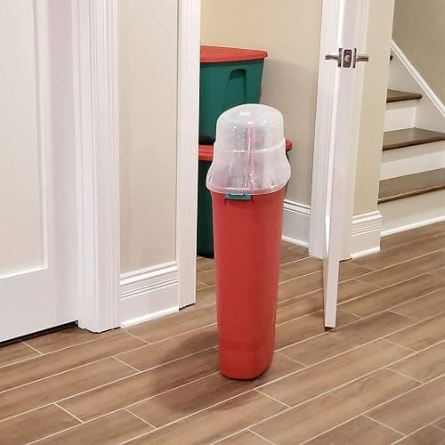 HOMZ 2-Pack Seasonal Holiday, Plastic Vertical Gift Wrap Storage Organizer, Red & Clear - Paper Wrapping Bin Containers for Christmas Gifts and Birthday Presents thumbnail 9