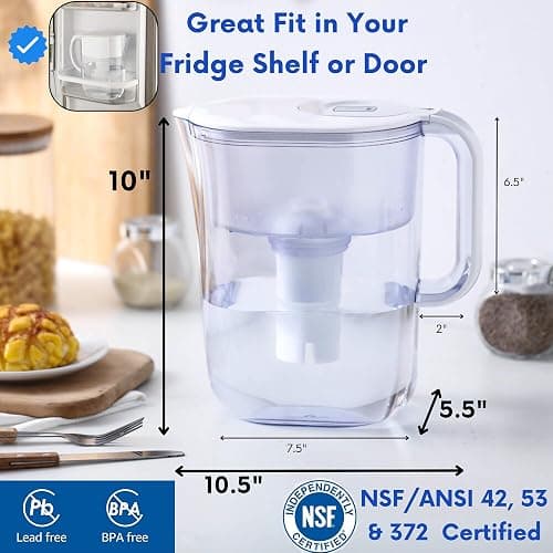 10-Cup Water Filter Pitcher with 5 Replacements & Electronic Change Reminder - Compatible Brita Water Pitcher Brita Filter Replacement thumbnail 2