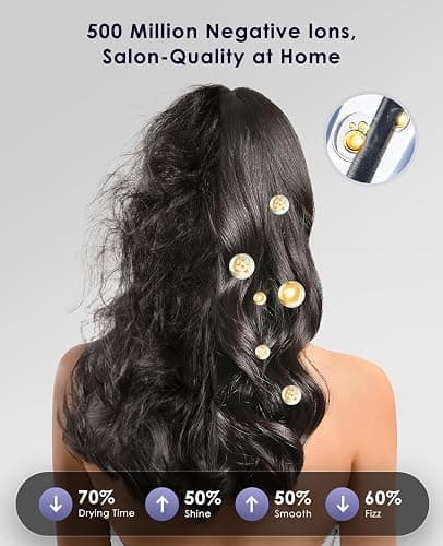 OSOU Ionic Hair Dryer, High-Speed Blow Dryer - 150,000 RPM Brushless Motor, 500 Million Negative Ions, Ultra-Light & Small, Smart Temp Control, Quiet Hairdryer for Women, Ideal for Travel, Home thumbnail 4