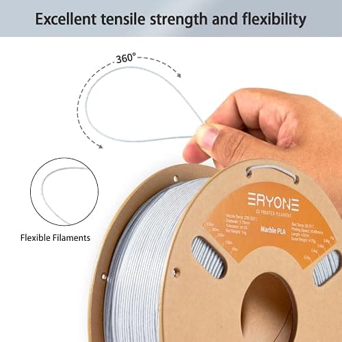 ERYONE Mixed Material PLA Filament 1.75mm +/- 0.03mm, 1kg Spool (2.2LBS) 3D Printer Filament, Marble PLA thumbnail 2