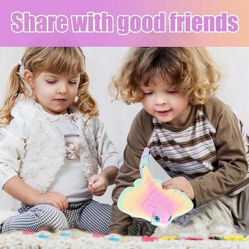 3D Printed Animals, 3D Animals Cute Manta Ray - Rainbow Color Articulated 3D Printed Dragon Toy for All Ages, Desk Decor, Sensory Fidget Toy thumbnail 4