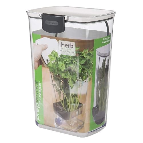 Progressive International PKS-930 BPA-Free Plastic ProKeeper Herb Keeper with Removable Silicone Drain Plug, 1 Piece, White thumbnail 3