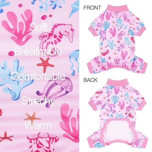 XPUDAC 4 Pack Dog Pajamas Soft Strechy Summer Dog Pjs Puppy Clothes for Small Medium Dogs Boy Girl Cat Pet Outfits, M thumbnail 5