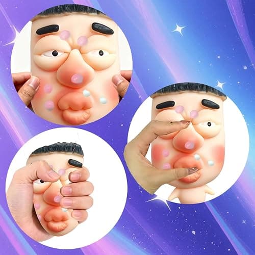 Pimple Popper Toy Set, Ultra Soft Cute Face Pimple Popping Fidget Toy, Refillable Pimple Toy with Sensory Cream, Silicone Squishy Squeeze Toy for Stress Relief & Anxiety Relief(SquishFace) thumbnail 8