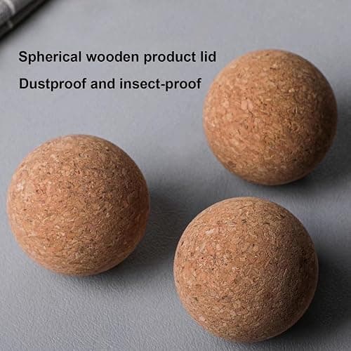 JEIINT Candy Jar Candy Container Round ‌Cylindrical Glass Body with Spherical Cork Lid 1200ml 40.5oz thumbnail 6