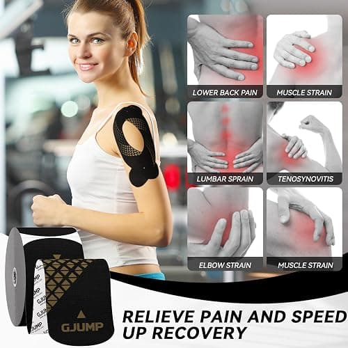 GJUMP Kinesiology Tape, Precut Athletic Sports Tape 40 Strips (2 Rolls), Waterproof Breathable Muscle Tape for Pain Relief & Joint Support thumbnail 3