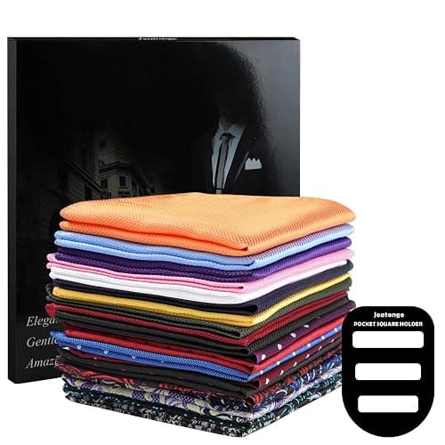 Jeatonge Pocket Squares for Men 20 Pack Mens Pocket Squares handkerchiefs Set Assorted Colors with Box thumbnail 7