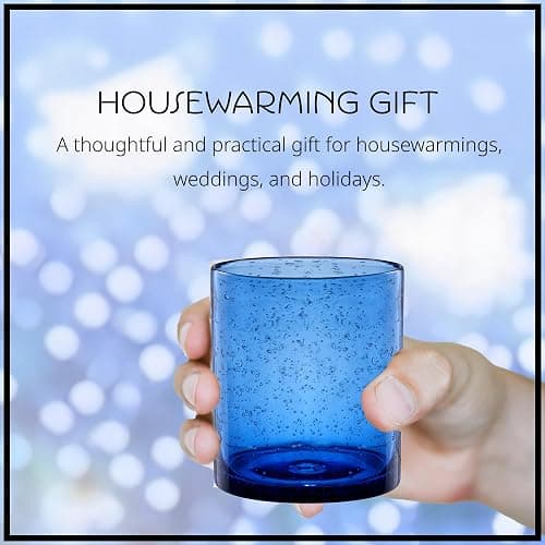 Artland 14oz Double Old Fashion Glass, Set of 4 | Iris Seeded Design, Cobalt Blue | Drinking Glass for Parties and Everyday Use - Mojito, Whiskey, Cocktail | Glassware & Barware Essentials thumbnail 5