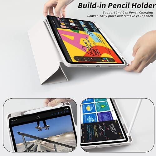 Aoub Case for iPad Air 11-inch M3/M2 (2025/2024), iPad Air 5th/4th Generation (2022/2020) 10.9-inch with Pencil Holder, Trifold Stand with Soft TPU Back Cover, Auto Sleep/Wake, Gray thumbnail 5