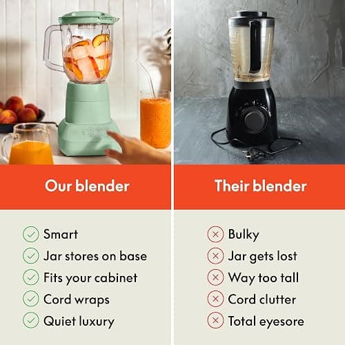 bella 10 Speed Countertop Blender, Juicer & Smoothie Maker, Fits-anywhere™ Kitchenware, Slim Flip & Store Design, Dishwasher Safe 48oz Capacity Pitcher & Lid, Stainless Steel Blade, 450 Watt, Seaglass thumbnail 7