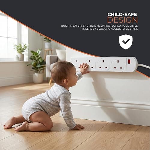 Wolf Power 4 Way Extension Lead, 2 Metre Extension Cable with UK 3 Pin Plug, Multi Socket Power Strip, Wall Mountable, Suitable for Home, Office & Appliances (White, 1 Pack) thumbnail 6