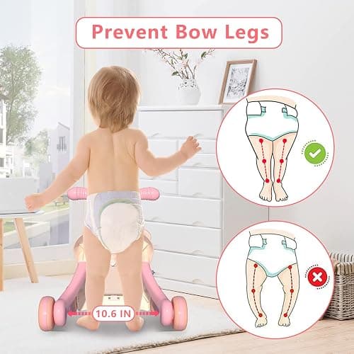 QDRAGON 3 in 1 Baby Walker and Activity Center for Girl, Learning to Walk, Sit to Stand, Early Educational Push Toys with Music Panel for Infant Toddler 12+ Months Pink thumbnail 6