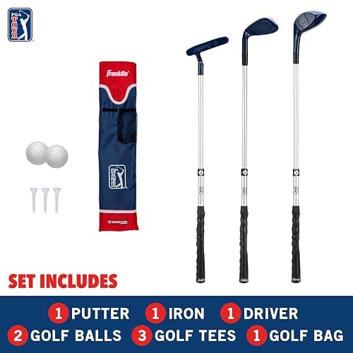 Franklin Sports PGA TOUR Kids' Plastic Golf Clubs Set - Youth Toy Plastic Clubs + Bag - Kids' Plastic Golf Set with Bag + Balls - Adjustable Length for Boys + Girls - Red + Blue thumbnail 2