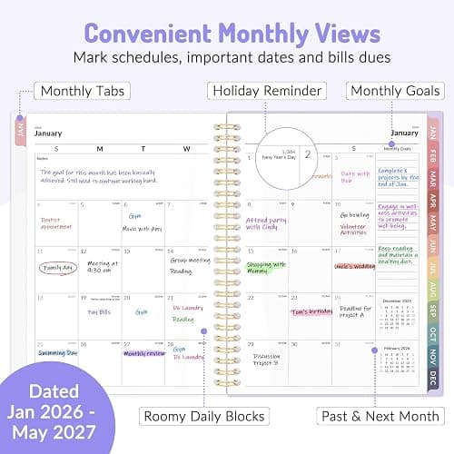 Forvencer Planner 2026-2027, 17 Month Weekly and Monthly Calendar Planner, Jan 2026 -May 2027, 6.3" x 8.4", Daily Agenda Book with Tabs, College Organizer Notebook, School Supplies for Student Teacher Classroom, A5, Black thumbnail 3