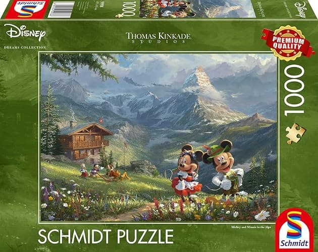 Schmidt 59938 Thomas Kinkade, Disney, Mickey & Minnie in the Alps, puzzle da 1000 pezzi thumbnail 4