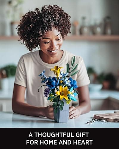 Nifeliz Wildflower Bouquet with Vase Model Toy, Botanical Building Set for Adults, Flower Arrangement for Home or Office Decor, Nature-Inspired Gift for Floral Enthusiasts (902 PCS, NF10337) thumbnail 6