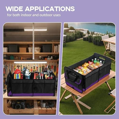 AOPHY Foldable Trunk Organizer for Car SUV Truck 95L | Portable storage with straps. Waterproof and sturdy. Folds flat when not in use. Great for drivers. Purple Car Accessories thumbnail 6
