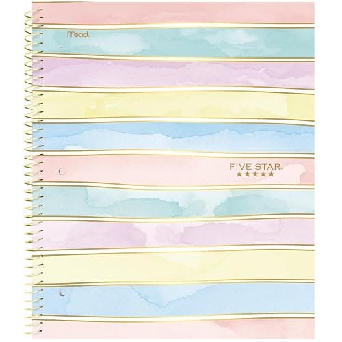 Five Star Spiral Notebook + Study App, 1 Subject, Wide Ruled, 8" x 10-1/2", 80 Sheets, Fights Ink Bleed, Water Resistant Cover, Pastel Stripes (930209F-ECM) thumbnail 9