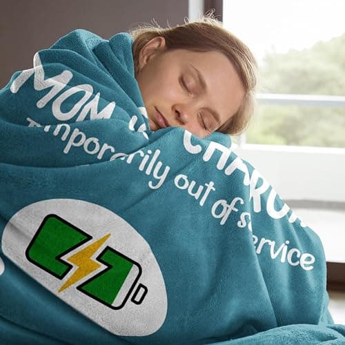 Craftique Funny Christmas Birthday Gifts for Mom- Mom is Charging Blanket- New Moms Gifts for Women, Super Soft Blanket Throw for Napping Travel, 80”×60” thumbnail 5
