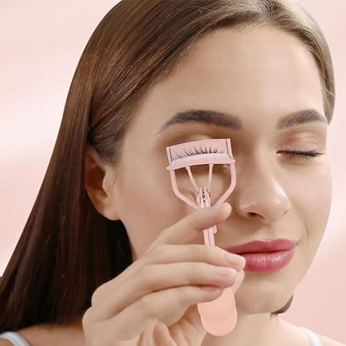 ODELY Eyelash Curler with Pads, Lash Curler with 10 Extra Silicone Replacement Pads, Comfortable Grip for Effortless Curling – Eyelashes for The Perfect Eye Contour (Rose Pink) thumbnail 6