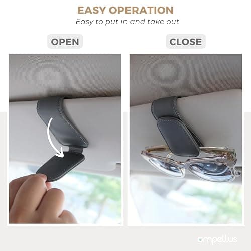 Ompellus Magnetic Leather Sunglass Holder, Eyeglass Hanger Clip for Car Sun Visor, Suitable for Different Size Eyeglasses(Black, 1 Pack) thumbnail 6