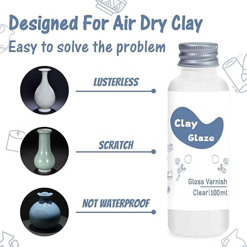 WAN2TLK Air Dry Clay Glaze 100ml, Clay Varnish for Air Drying Clay, Clear Acrylic Varnish for Craft Pottery Waterproof & Gloss Finish thumbnail 5