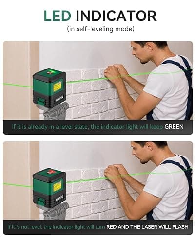 Nikotek Laser Level, Self-leveling Green Line Laser With Horizontal and Vertical Lines for Construction and Picture Hanging, Battery Included thumbnail 5