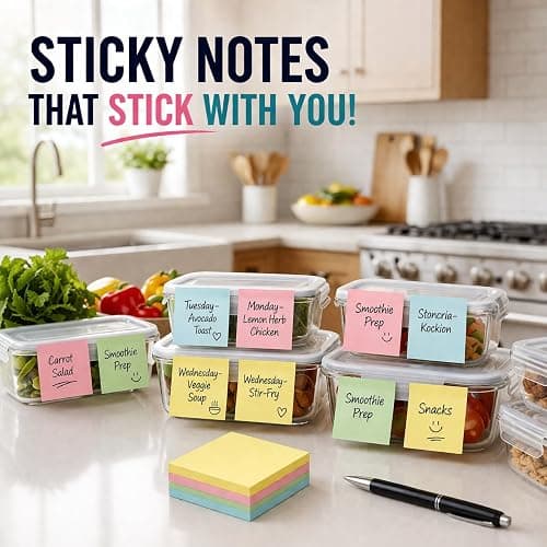 UNZE Sticky Notes - 400 Sheets, 4 Pastel Colors Pads (3x3 Inches) Removable Self-Adhesive Memo Notes for Daily Planning at Home, Office & School | 4 Pads of 100 Sheets Each. thumbnail 2