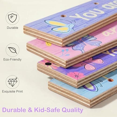 FIOBEE Girls Room Decor LED Light Wood Wall Motivational Sign Art for Kids | Bedroom Wall Art Decor, Inspirational Sayings, 8 Modes Glowing Lightup, Princess Posters, Studyroom Decoration thumbnail 8
