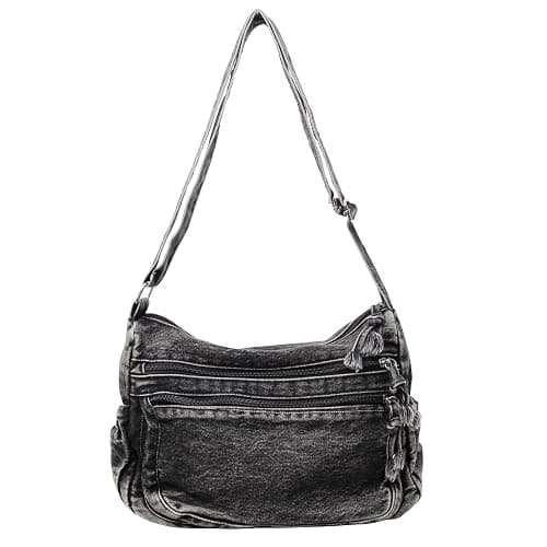 Large Denim Purses for Women Denim Tote Bag Casual Retro Crossbody Lightweight Shoulder Bag Canvas Handbags - Image 1