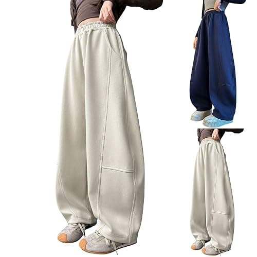 Girls Oversized Wide Leg Joggers Baggy Loose Fall Barrel Casual Athletic Pants Cotton Soft Comfy Sweatpants Kids Pull on Straight Waterproof Trousers Teen Girl Cute Y2K Joggers Jogging thumbnail 4