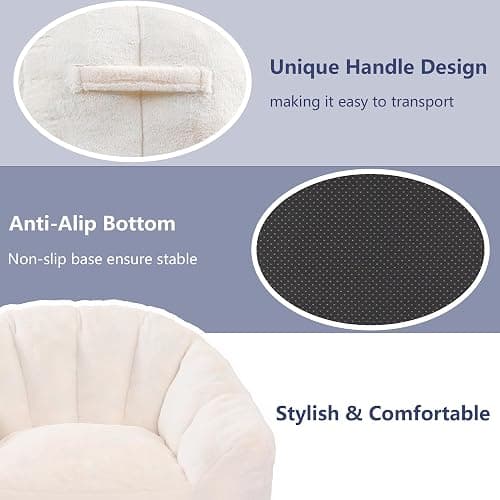 mikibama 41.4" Bean Bag Chair with Arms,Comfy Faux Fur Boneless Beanbag Chairs for Adults and Kids, Channel Tufted Lazy Floor Sofa Chair for Living Room Apartment,Bedroom Dorm(Beige) thumbnail 8