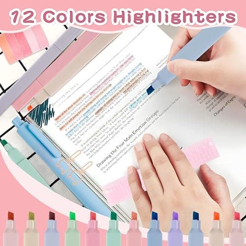 gyoyede 82pcs Aesthetic School Supplies Stationery Set with Pencil Case,Pastel Highlighters Gel Pens Mechanical Pencils 0.5 & 0.7mm,Essentials Stationary Set for Students Back to School Supplies thumbnail 7