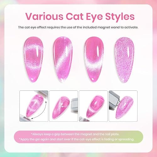 Beetles Gel Nail Polish Set, 24 Pcs 20 Colors Rainbow Pastel Neon Cat Eye Pink Purple Glitter Red Green Gel Nail Polish Kit Soak Off UV with Base Coat Top Coat Gift for Women Dreamy Wonderland thumbnail 4