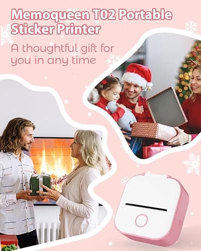 Memoqueen T02 Pocket Printer - Print Pod Mini Sticker Printer Portable Bluetooth Inkless Instant Photo Printer, Compatble with Phones & Taplates, Great for DIY, Study Notes, Journal, Fun, Work, Pink thumbnail 2