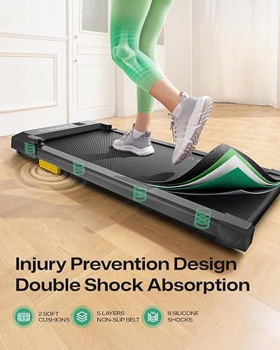 UREVO Smart Walking Pad, Standing Desk Treadmill with Double Shock Absorption, Quiet Operation, Workout APP with Track Insights and MIIT Mode, Plug and Play, Remote or APP Control for Home Office thumbnail 4