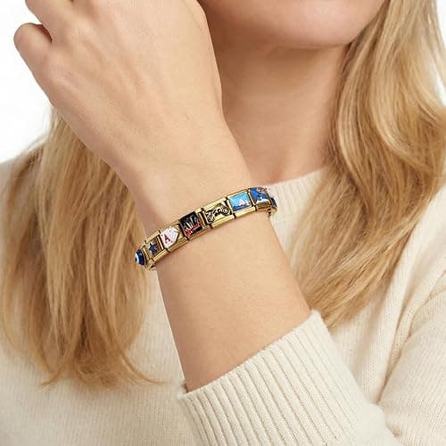 GEMOSA Gold Italian Charm Bracelet Sets with 1Pcs 6.75 inch Starter Brascelet, 20Pcs Charms Pack and Opening Tools, 9mm Italian Modular Charm Bracelet Link Handmade DIY Module Jewelry Gifts thumbnail 5