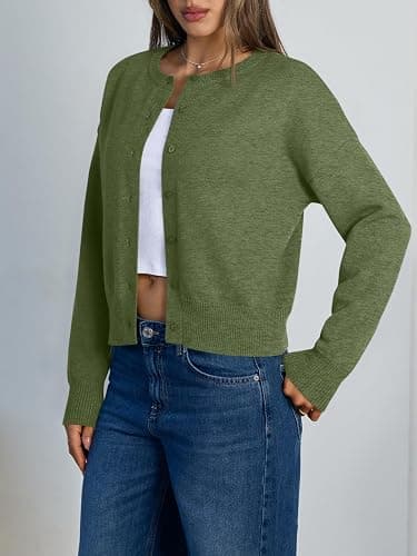 Trendy Queen Cropped Cardigan Sweaters for Women Lightweight Cropped Y2k Fall Outfits Spring Fashion Clothes 2026 thumbnail 3