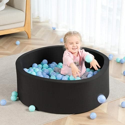 TRENDBOX Soft Foam Sponge Indoor Round Ball Pit Shipped from USA - Black thumbnail 2