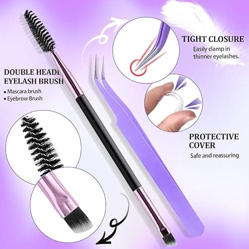 DNSGOOR DIY Extension Kit 840Pcs D-Curl Lash Clusters, Mirror Storage Box, Bond & Seal Glue Remover, Tweezers, Brush Applicator thumbnail 7