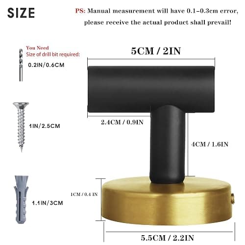 Homagic 4 Pack Robe Towel Hooks Coat Black Gold Wall Hook Stainless Steel Heavy Duty Door Hanger Towel Robe Clothes Cabinet Closet Sponges Hook for Bathroom Bedroom Kitchen Hotel Pool thumbnail 3