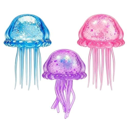 3 PCS Jellyfish Squishy, Jelly Squishy, Enchanting Decor for Home or Office, For squishies Lovers and Those Who Adore Ocean themed Decor, Blue, Purple, Pink - Image 1