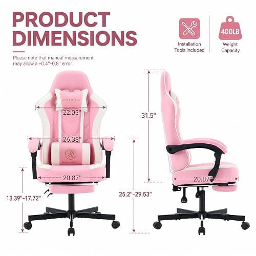 Mistpeople Gaming Chair, Ergonomic High Back Computer Chair with Footrest, Lumbar Support & Pocket Spring Cushion, Comfortable Swivel Home Office Desk Chair for Adults thumbnail 3
