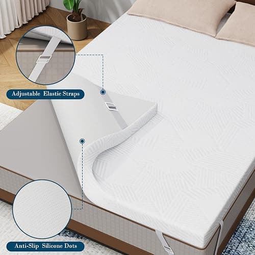 3 Inch Full Size Memory Foam Mattress Topper, Cooling Gel Bed Topper with Removable Cover, Soft & Pain Relief & Breathable, CertiPUR-US & Oeko-Tex Certified thumbnail 4