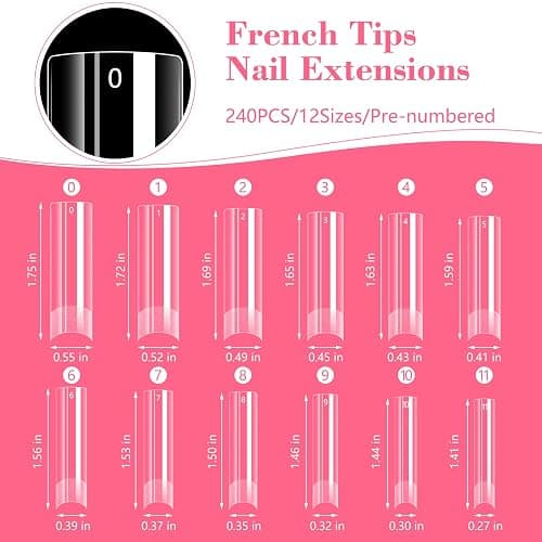 Lionvison Square Nail Tips NO C Curve, XL Clear Nail Tip for Acrylic Nails Professional, Long Nail Tips Straight Flat Pre Shaped Half Cover False Nails French Tips for Nail Salon Home DIY, 12 Sizes thumbnail 6