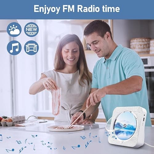 CD Player Portable Bluetooth 5.1 Desktop CD Player with HiFi Sound Speakers,Remote Control,Dust Cover,LED Display,Boombox FM Radio,USB/AUX for Home,Kids (White) thumbnail 7