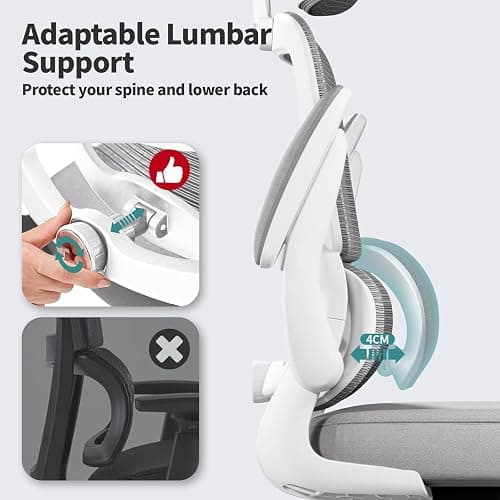 TRALT Office Chair Ergonomic Desk Chair, 330 LBS Home Mesh Office Desk Chairs with Wheels, Comfortable Gaming Chair, High Back Office Chair for Long Hours, Office Chair for Study and Work (White) thumbnail 3