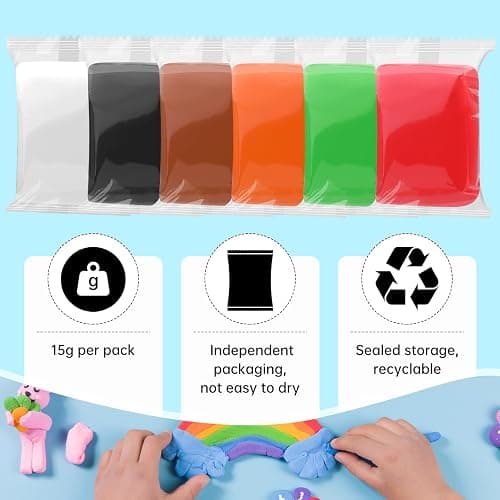 Wolwefa Air Dry Clay, 36 Packs White Air Dry Foam Clay, 19oz Soft Modeling Clay Super Light Weight Air Dry Clay Perfect for Arts Crafts thumbnail 2