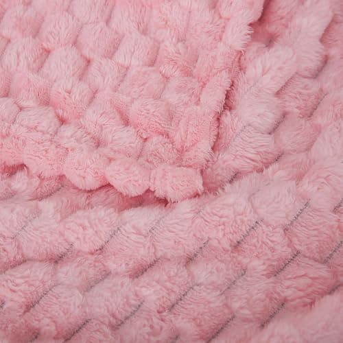 Puncuntex Pink Throw Blanket 50"×60" inches Gifts for Mom Fuzzy 3D Jacquard Decorative Flannel Fleece Super Soft Plush Cozy Blanket for Couch Sofa Chair Lightweight thumbnail 8